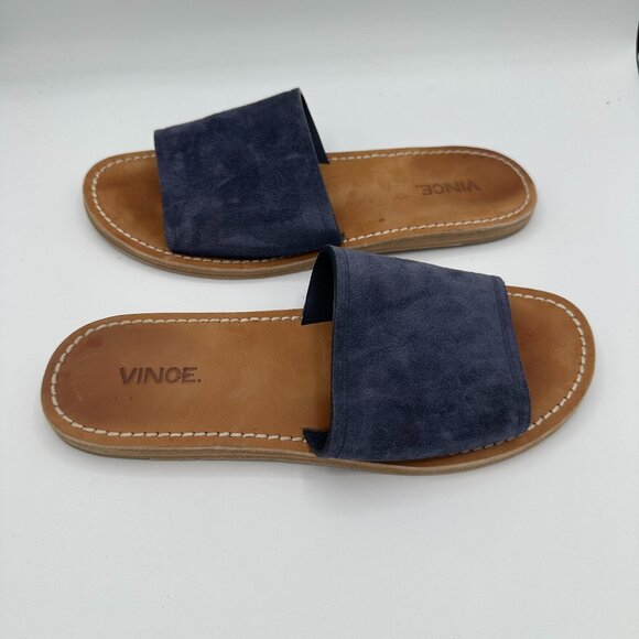 Vince Shoes - Vince Navy Blue Suede Torrell Slides Women's 8.5M